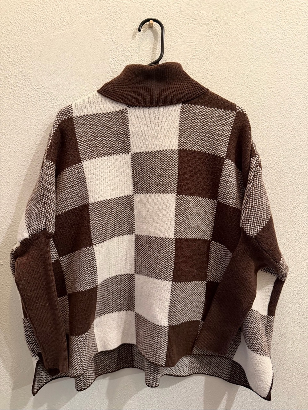 Checkered Turtleneck Sweater